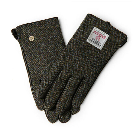 Skinnhandskar Harris Tweed, Herr - Black and Grey Herringbone