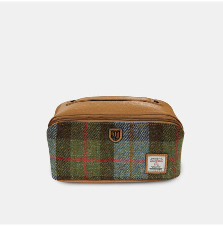 Necessr Harris Tweed - Chestnut &amp; Blue Tartan