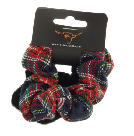 Scrunchies - 2-pack, Blue tartan &amp; svart