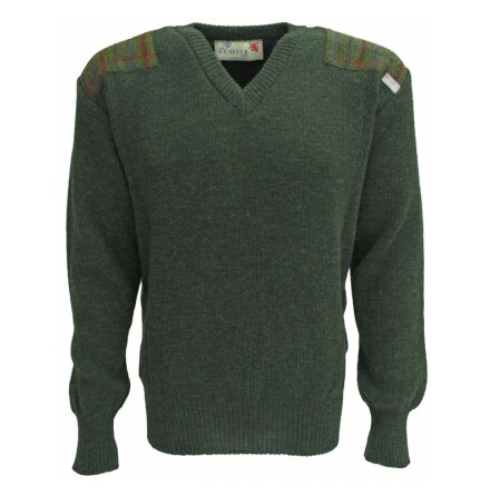 Drover Moss Green - finstickad trja i ull &amp; Harris Tweed