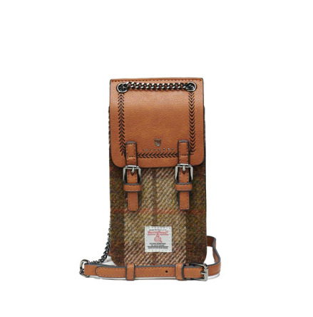 The Phone Tote i Harris Tweed - Chestnut Tartan