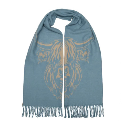 Highland Cow Scarf - Powder Blue/Pale Blue