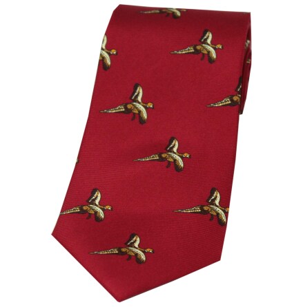 Flying Pheasants, Red - Slips, Silke