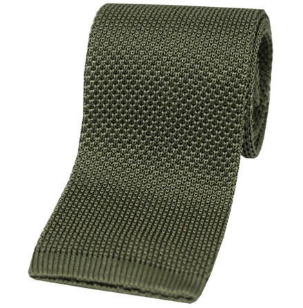 Stickad slips i silke - Olive