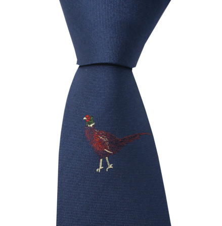 Standing Pheasant Navy - Slips, Silke