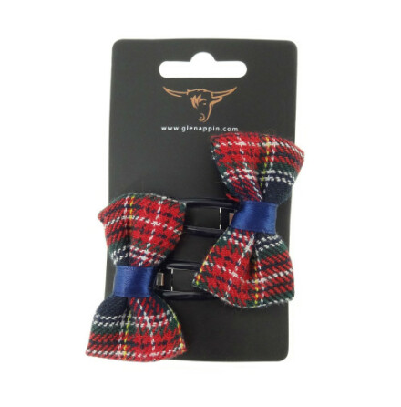 H�rkl�mmor med rosett i Bl� Tartan 2-pack