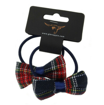 H�rsnoddar med rosett i Bl� Tartan 2-pack