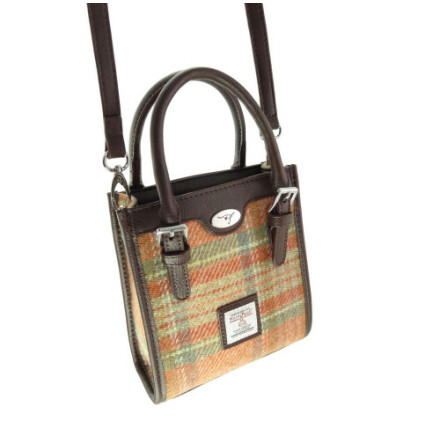 Mini Tote Bag "Keltie" i Harris Tweed - Pale Orange Stewart Tartan