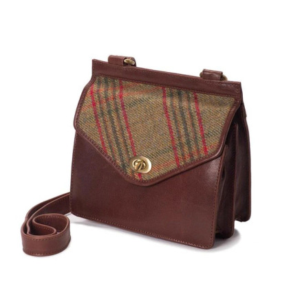 Blair Satchel Green Tweed/ Brown Leather 