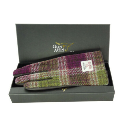 Skinnhandskar Harris Tweed, Dam - Heather Check