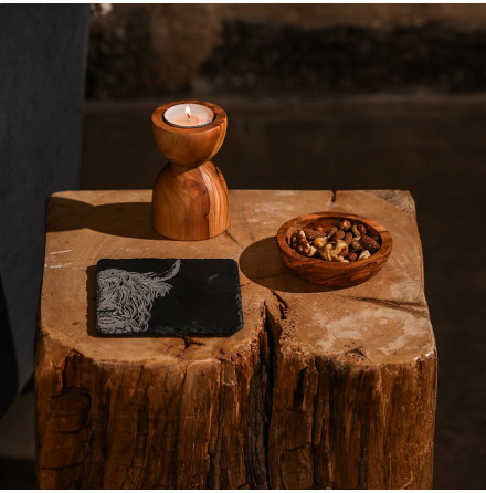 Highland Cow Coaster - glasunderl�gg i skiffer