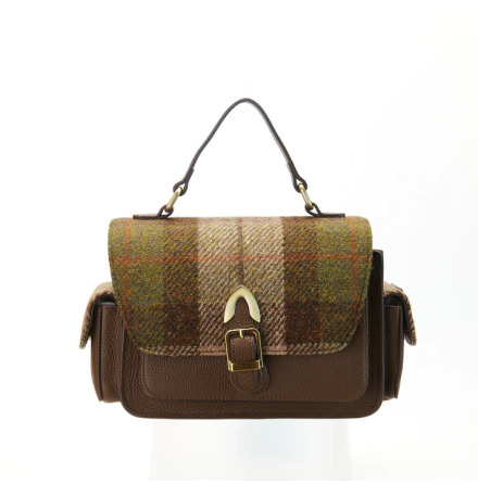 The Melrose Crossbody Chestnut Tartan - �kta l�der &amp; Harris Tweed�