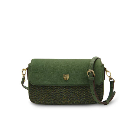 The Caithness Clutch Dark Green - �kta l�der &amp; Harris Tweed�