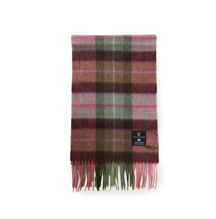 Halsduk i lammull - Pink/Green Tartan