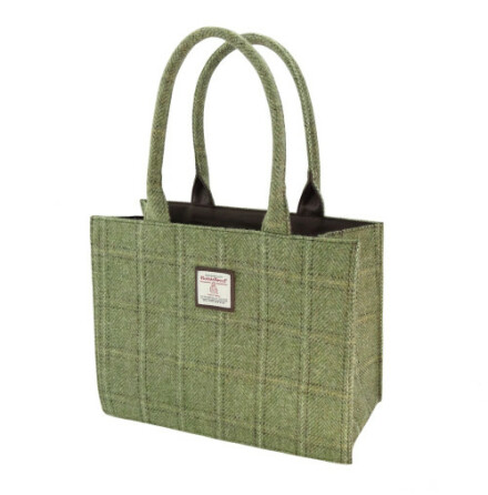 Tote Bag "Glencoe" i Harris Tweed - Green Herringbone