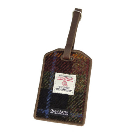 Luggage Tag i Harris Tweed - Rust Check