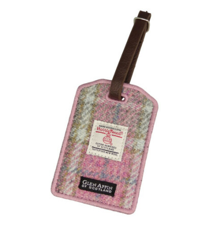 Luggage Tag i Harris Tweed - Soft Pink Buchanan