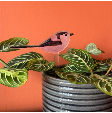 Long Tailed Tit - Krukv�xtdekoration i glas