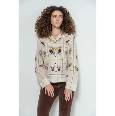 CORA - Tunn broderad blus