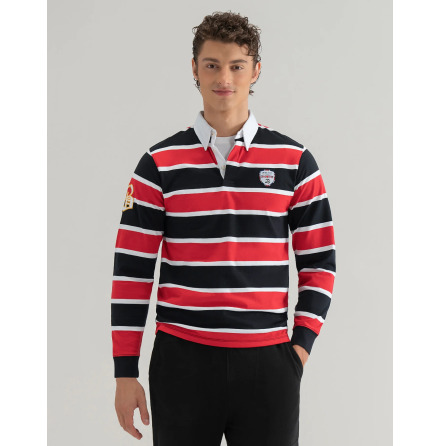 Brian Oak London - Rugby Shirt Black&amp;Red striped