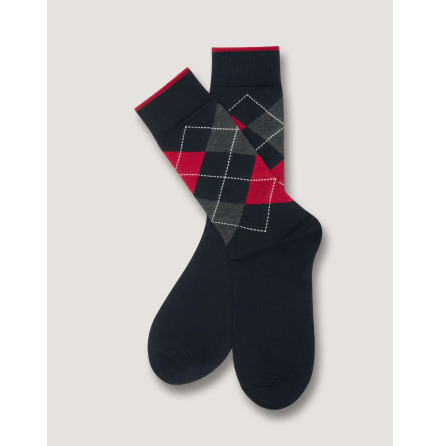 Brian Oak London - Premium Strumpor Red &amp; Black Argyle