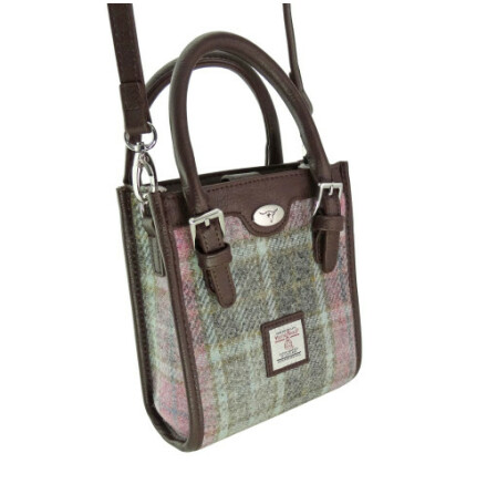 Mini Tote Bag &quot;Keltie&quot; i Harris Tweed - Soft Pink Buchanan