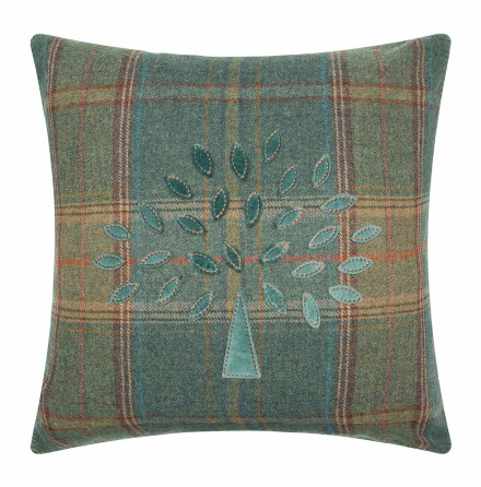 Mulberry Tree plaid cushion - Teal